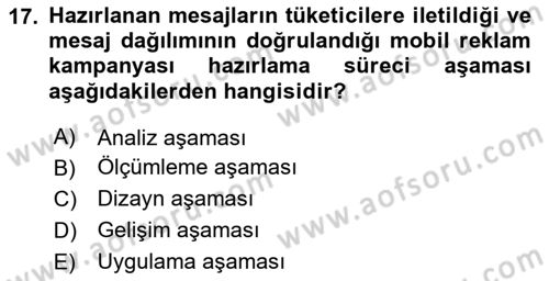 Medya ve Reklam Dersi 2024 - 2025 Yılı Yaz Okulu Sınav Soruları 17. Soru