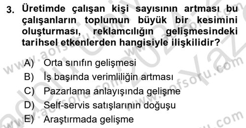 Medya ve Reklam Dersi 2024 - 2025 Yılı Yaz Okulu Sınav Soruları 3. Soru