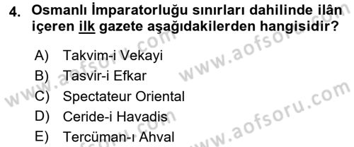Medya ve Reklam Dersi 2024 - 2025 Yılı Yaz Okulu Sınav Soruları 4. Soru