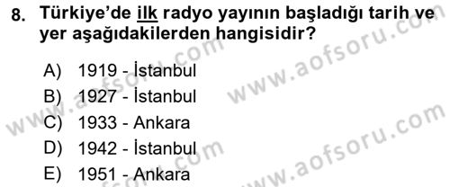Medya ve Reklam Dersi 2024 - 2025 Yılı Yaz Okulu Sınav Soruları 8. Soru