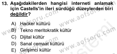 Medya İlişkileri Dersi 2017 - 2018 Yılı (Vize) Ara Sınav Soruları 13. Soru