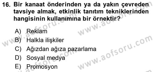 Medya İlişkileri Dersi 2017 - 2018 Yılı (Vize) Ara Sınav Soruları 16. Soru