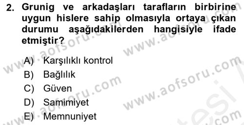 Medya İlişkileri Dersi 2017 - 2018 Yılı (Vize) Ara Sınav Soruları 2. Soru