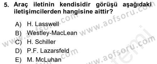 Medya İlişkileri Dersi 2017 - 2018 Yılı (Vize) Ara Sınav Soruları 5. Soru