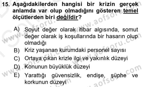 Medya İlişkileri Dersi 2017 - 2018 Yılı (Final) Dönem Sonu Sınav Soruları 15. Soru