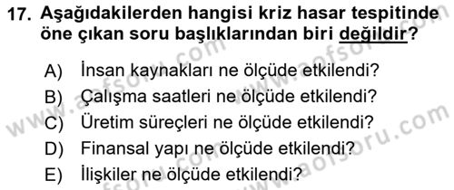 Medya İlişkileri Dersi 2017 - 2018 Yılı (Final) Dönem Sonu Sınav Soruları 17. Soru