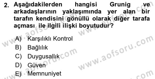 Medya İlişkileri Dersi 2017 - 2018 Yılı (Final) Dönem Sonu Sınav Soruları 2. Soru