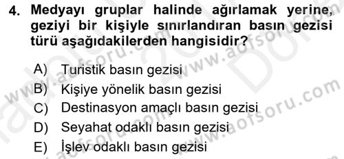 Medya İlişkileri Dersi 2017 - 2018 Yılı (Final) Dönem Sonu Sınav Soruları 4. Soru