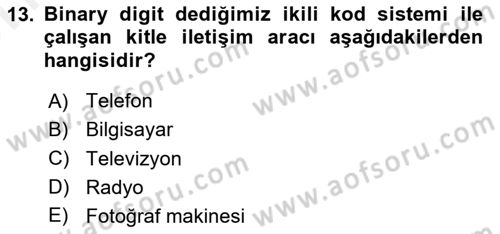 Medya İlişkileri Dersi 2018 - 2019 Yılı (Vize) Ara Sınav Soruları 13. Soru