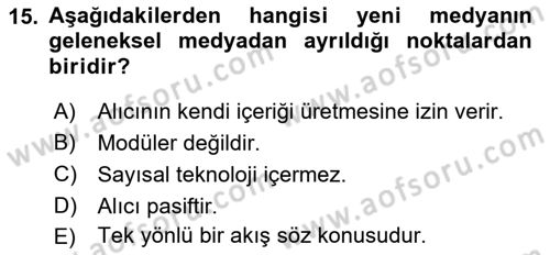 Medya İlişkileri Dersi 2018 - 2019 Yılı (Vize) Ara Sınav Soruları 15. Soru