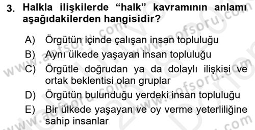 Medya İlişkileri Dersi 2018 - 2019 Yılı (Final) Dönem Sonu Sınav Soruları 3. Soru