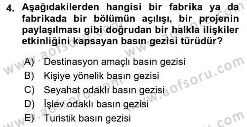 Medya İlişkileri Dersi 2018 - 2019 Yılı (Final) Dönem Sonu Sınav Soruları 4. Soru