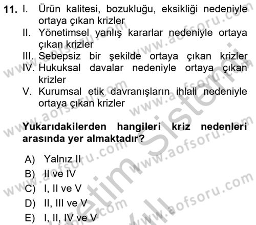 Medya İlişkileri Dersi 2018 - 2019 Yılı Yaz Okulu Sınav Soruları 11. Soru