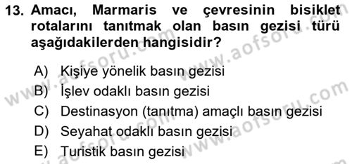 Medya İlişkileri Dersi 2018 - 2019 Yılı Yaz Okulu Sınav Soruları 13. Soru