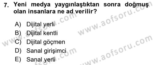 Medya İlişkileri Dersi 2018 - 2019 Yılı Yaz Okulu Sınav Soruları 7. Soru