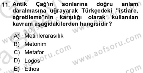 Medyada Dil Kullanımı Dersi 2017 - 2018 Yılı (Vize) Ara Sınav Soruları 11. Soru