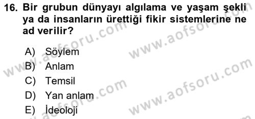 Medyada Dil Kullanımı Dersi 2017 - 2018 Yılı (Vize) Ara Sınav Soruları 16. Soru