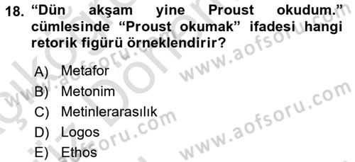 Medyada Dil Kullanımı Dersi 2017 - 2018 Yılı (Vize) Ara Sınav Soruları 18. Soru