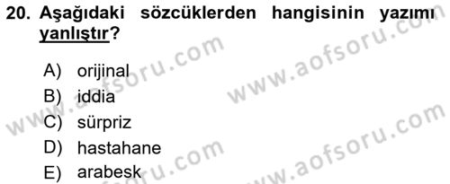 Medyada Dil Kullanımı Dersi 2017 - 2018 Yılı (Vize) Ara Sınav Soruları 20. Soru