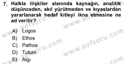 Medyada Dil Kullanımı Dersi 2017 - 2018 Yılı (Vize) Ara Sınav Soruları 7. Soru