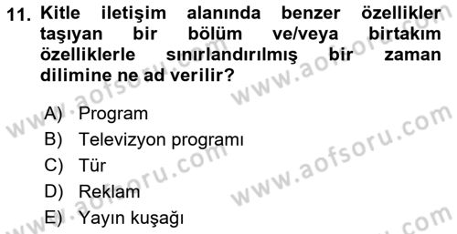 Medyada Dil Kullanımı Dersi 2017 - 2018 Yılı (Final) Dönem Sonu Sınav Soruları 11. Soru