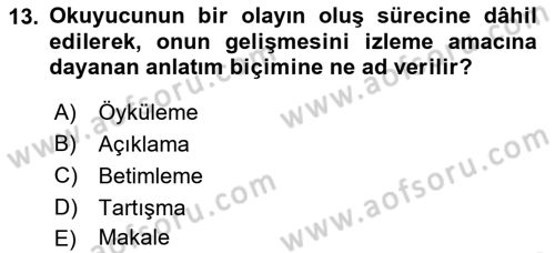 Medyada Dil Kullanımı Dersi 2017 - 2018 Yılı (Final) Dönem Sonu Sınav Soruları 13. Soru