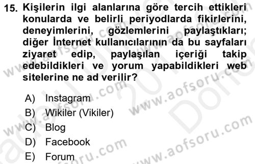 Medyada Dil Kullanımı Dersi 2017 - 2018 Yılı (Final) Dönem Sonu Sınav Soruları 15. Soru