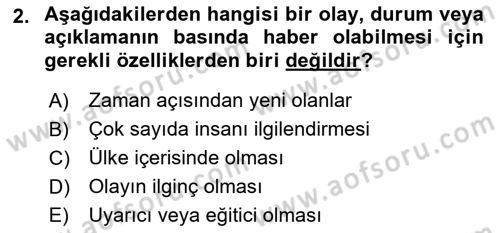Medyada Dil Kullanımı Dersi 2017 - 2018 Yılı (Final) Dönem Sonu Sınav Soruları 2. Soru