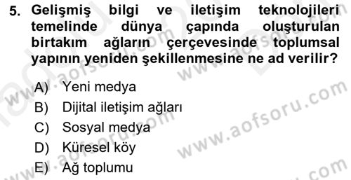 Medyada Dil Kullanımı Dersi 2017 - 2018 Yılı (Final) Dönem Sonu Sınav Soruları 5. Soru