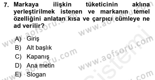 Medyada Dil Kullanımı Dersi 2017 - 2018 Yılı (Final) Dönem Sonu Sınav Soruları 7. Soru