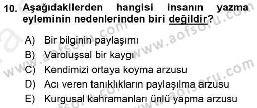 Medyada Dil Kullanımı Dersi 2018 - 2019 Yılı (Vize) Ara Sınav Soruları 10. Soru