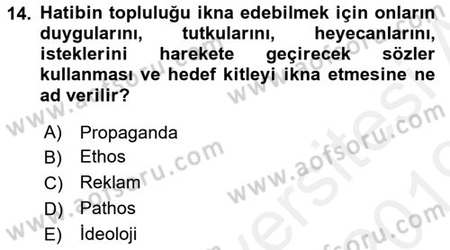Medyada Dil Kullanımı Dersi 2018 - 2019 Yılı (Vize) Ara Sınav Soruları 14. Soru