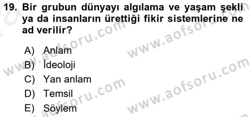 Medyada Dil Kullanımı Dersi 2018 - 2019 Yılı (Vize) Ara Sınav Soruları 19. Soru