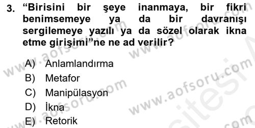 Medyada Dil Kullanımı Dersi 2018 - 2019 Yılı (Vize) Ara Sınav Soruları 3. Soru