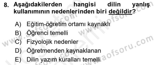 Medyada Dil Kullanımı Dersi 2018 - 2019 Yılı (Vize) Ara Sınav Soruları 8. Soru