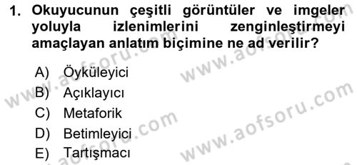 Medyada Dil Kullanımı Dersi 2019 - 2020 Yılı (Vize) Ara Sınav Soruları 1. Soru
