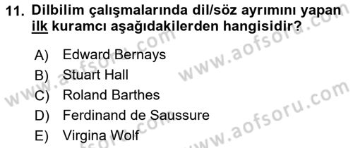 Medyada Dil Kullanımı Dersi 2019 - 2020 Yılı (Vize) Ara Sınav Soruları 11. Soru