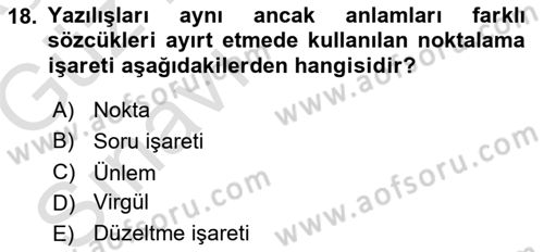 Medyada Dil Kullanımı Dersi 2019 - 2020 Yılı (Vize) Ara Sınav Soruları 18. Soru