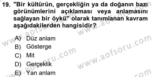 Medyada Dil Kullanımı Dersi 2019 - 2020 Yılı (Vize) Ara Sınav Soruları 19. Soru