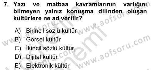 Medyada Dil Kullanımı Dersi 2019 - 2020 Yılı (Vize) Ara Sınav Soruları 7. Soru