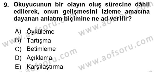 Medyada Dil Kullanımı Dersi 2019 - 2020 Yılı (Vize) Ara Sınav Soruları 9. Soru