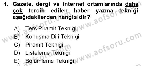 Medyada Dil Kullanımı Dersi 2020 - 2021 Yılı Yaz Okulu Sınav Soruları 1. Soru