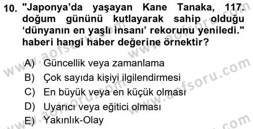 Medyada Dil Kullanımı Dersi 2020 - 2021 Yılı Yaz Okulu Sınav Soruları 10. Soru