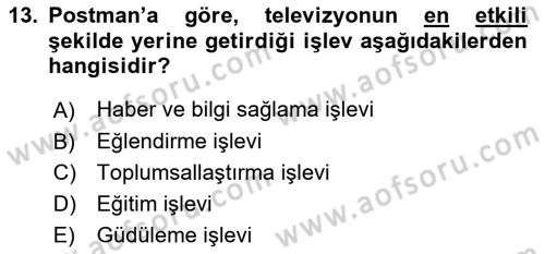 Medyada Dil Kullanımı Dersi 2020 - 2021 Yılı Yaz Okulu Sınav Soruları 13. Soru