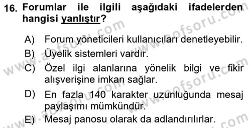 Medyada Dil Kullanımı Dersi 2020 - 2021 Yılı Yaz Okulu Sınav Soruları 16. Soru