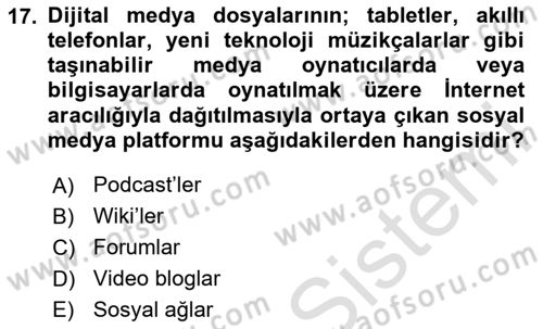 Medyada Dil Kullanımı Dersi 2020 - 2021 Yılı Yaz Okulu Sınav Soruları 17. Soru
