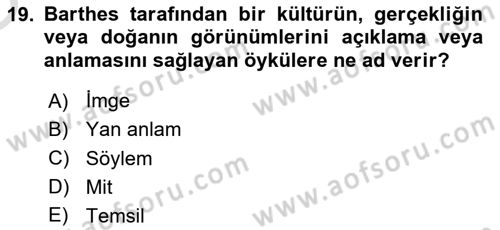 Medyada Dil Kullanımı Dersi 2020 - 2021 Yılı Yaz Okulu Sınav Soruları 19. Soru