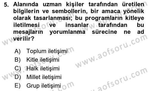 Medyada Dil Kullanımı Dersi 2020 - 2021 Yılı Yaz Okulu Sınav Soruları 5. Soru