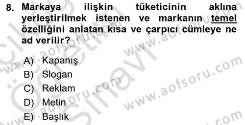 Medyada Dil Kullanımı Dersi 2020 - 2021 Yılı Yaz Okulu Sınav Soruları 8. Soru