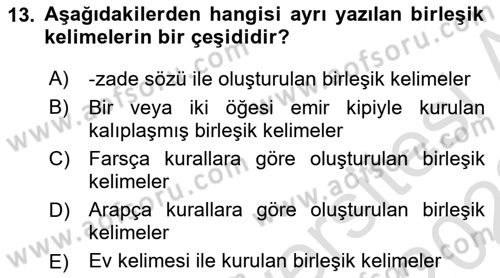 Medyada Dil Kullanımı Dersi 2021 - 2022 Yılı (Vize) Ara Sınavı 13. Soru